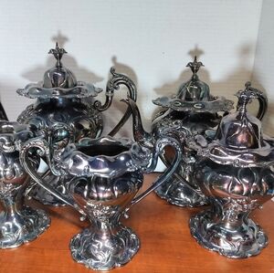 Antique Derby Silver Co. Tea Set. Victorian/Art Nouveau. #1604 Collection.